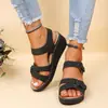 Nuevas Sandalias Retro de Verano 2026 para Mujer con Zuecos Cosidos, Tallas Grandes, Punta Redonda, Tacón de Cuña, Sandalias Cómodas para Mujer