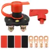 Accesorios para Coche Interruptor de Apagado de Batería de 6 Orificios con Tapa Protectora Roja Tipo Perilla Giratoria Doble Columna Interruptor de Llave