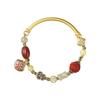Pulseira tecida com pingente Ruyi Nuvem Auspiciosa estilo antigo cor de areia e ouro para cotovelo DIY tendência nacional estilo chinês joias originais Hanfu adornos femininos
