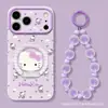 Funda Adecuada para Teléfono Móvil Apple 17Pm 15 Lindo Dibujo Animado iPhone 16 Gato Ángel con Soporte 14 con Pulsera 18 para Mujeres