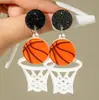 Joyería Europea y Americana Fútbol Estampado de Leopardo Lazo Pendientes Acrílicos Planos 2D Estilo Deportivo Personalizado Pendientes Retro