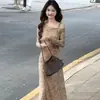 Vestido Floral Cruzado de un Solo Hombro para Mujer, Diseño Otoñal Petite, Estilo Versátil y Suave, Vestido Largo de Corte A