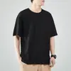 Camiseta unisex versátil de algodón peinado premium, cuello redondo, corte holgado, manga corta, hombros caídos, lisa, lisa, al por mayor