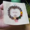 Pulseira Artesanal Deus da Riqueza de Cinco Vias Cinza Roxo Fumê com Contas Budistas para Homens e Mulheres, Pulseira de Ágata Equilíbrio dos Cinco Elementos Fabricante de Joias Atacado