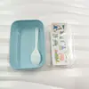 Lonchera compartimentada estilo japonés calentable en microondas lonchera para estudiante capacidad pequeña lonchera para niños con pegatinas