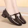 Zapatos retro Mary Jane para mujer con tacón grueso y hebilla, cómodos para primavera y otoño, zapatos pequeños de piel con punta cuadrada, corte bajo y suela suave