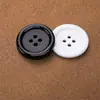 Botones de resina de cuatro ojales de borde fino para ropa, pantalones, trajes, camisas, pantalones, botones negros y blancos, botones, Jinda