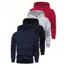 Conjunto de sudadera con capucha y pantalón de chándal de 3 piezas para hombre, adecuado para las temporadas de primavera y otoño, incluyendo sudaderas tipo pullover de color liso.