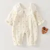 Mameluco de Gasa de Doble Capa para Bebé, Primavera y Otoño, Algodón Puro, con Encaje, Elegante para Niñas, Mono de Bebé para Uso en Exteriores