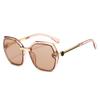 Óculos de sol femininos Nova Moda 2024 Lente transparente perna de metal marinho armação grande óculos de sol poligonais óculos europeus e americanos
