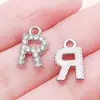 Colgantes de Aleación con Letras del Alfabeto Inglés Color K Blanco con Pedrería, 26 Letras, Pendientes, Pulseras, Collares Hechos a Mano para Manualidades, Accesorios de Joyería