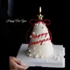 2026 Feliz Año Nuevo Decoración Acrílica para Pastel Topper Día de Año Nuevo Festival de Primavera Fiesta de Nochevieja Inserto de Vela de Pentagrama