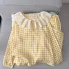 Directo de Fábrica Otoño Nueva Llegada Celebridad de Internet Transmisión en Vivo Más Vendido Doble Borde Largo de Encaje Pijama Algodón Nube Dulce Ropa para el Hogar