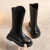 Botas de cuero con forro polar para niños de 6 a 12 años, nuevas botas de media caña para niñas de otoño e invierno, antideslizantes y resistentes al desgaste, botas de algodón cálidas para niños mayores