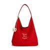 Bolso de Lona Rojo Súper Caliente de Gran Capacidad para Mujer 2025 Nuevo Bolso Cruzado Casual para Hombro y Axila Bolso Tote Versátil para el Día a Día