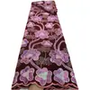 Tela de terciopelo negro bordada con lentejuelas florales grandes iridiscentes, Tela de encaje bordada para fiesta de boda africana