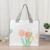 Bolsa Tote con Logo de Flor Estudiante Tutoría Libros Bolso de Mano Tridimensional Gran Capacidad Impermeable Broche Tejido Bolsa Almacenamiento