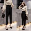 Pantalones Rábano Sipados para Mujer 2025 Primavera y Verano Nuevos Pantalones Harlan de 9 puntos Cintura Alta Negros para Viajero Rectos Casuales Tipo Tubo