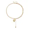 Accesorios transfronterizos europeos y americanos: Collar de corazón con textura de cadena minimalista vintage, collar de borlas versátil de nicho moderno para mujer