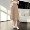 Falda de mujer de longitud media, nuevo estilo otoño 2026, de cintura alta, línea A, dobladillo ancho, falda tipo paraguas para traje OL, falda larga plisada