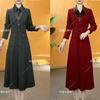 Vestido Patchwork Dos en Uno de Moda Otoño 2025 para Mujer, Vestido Adelgazante de Longitud Media con Cuello Solapa para Dropshipping