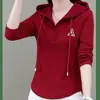 Ropa Sudadera con Capucha de Moda Elegante Versátil Ajustada con Letra A de Otoño Nuevo Manga Larga