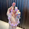 Cadena para Teléfono Móvil Llavero Conejo de Cuentas Lindo Colgante Cuadrado Creativo para Bolso Llavero de Coche Pequeño Regalo Venta al por Mayor