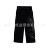 Estilo Europeo y Americano Transfronterizo 2026Ins Moda Callejera Jeans Rectos Sueltos con Estampado de Letras Pantalones Cortos Casuales Y2K