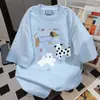 Camiseta de Manga Corta con Estampado de Perro Lindo, Marca de Moda de Verano, Corte Holgado Perezoso, Estilo Ins, Versátil Unisex para el Trabajo