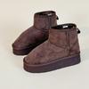 9991 nuevo otoño e invierno 2025 versión coreana de botas de nieve casual zapatos de algodón con forro polar para mujer en color sólido cálido aumentado