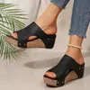 Sandalias de Cuña de Exportación de Talla Grande 2025 Verano Nuevo Retro de Suela Gruesa Boca de Pez Sandalias Romanas Sandalias de Plataforma de Suela Gruesa para Mujer