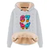 Sudadera con Capucha y Cordón de Manga Larga Holgada Casual de Gran Tamaño para Otoño e Invierno, Composito de Imitación de Algodón, Lana de Cordero, Hombro Caído