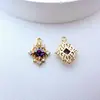 Collar Colgante Rombo Hueco Conexión Nube Chapado en Oro Color Duradero Circonita Microincrustada Corona de Pelo Borla Accesorios para Joyería DIY