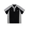Camiseta de manga corta estilo American Academy de talla grande para mujer, estilo Chubby Sister, con costuras en contraste y cuello polo, top de cuello redondo de verano