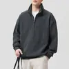 Sudadera con Media Cremallera y Cuello Alto Estilo Old Money Serie Otoño 2026 Lujo Ligero para Hombre Manga Larga Holgada Versátil Chaqueta de Moda