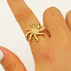Anel Aberto de Girassol 18K Ouro Aço Inoxidável Europeu e Americano Transfronteiriço para Mulheres, Anel de Joia de Aço Titânio Não Desbota, Versátil