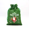 Bolsa de Regalo Navideña Verde Hierba Transfronteriza Imitación Lino Bolsa de Dulces de Santa Bolsa de Almacenamiento de Regalos Navideños Bolsa de Empaque