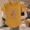Ropa de Maternidad Talla Grande Blanca Hombro Normal Manga Corta Tipo Algodón para Mujer 2024 Nuevo Top Pequeño Dulce Picante Top Pequeño Verano