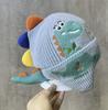 Chapéu de Desenho Animado Dinossaurinho com Proteção de Orelha para Meninos, Chapéu de Tricô para Outono e Inverno, Novo Chapéu Quente de Lã Infantil, Chapéu à Prova de Vento para Menina