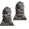 Ornamentos de Leão de Cobre para Exterior Paisagismo de Jardim Escultura de Animal Simulado em Cobre Produção Porta de Banco Escultura de Leão em Cobre Fundido