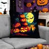 Juego de Fundas de Almohada Temáticas de Halloween con Patrones de Calabaza, Murciélago, Casa Embrujada y Bruja para Decoración de Ambiente Festivo Cojines de Sofá