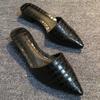 Zapatos de Salón Individuales para Mujer 2026 Puntera Cerrada Medias Pantuflas Zapatos de Punta para Mujer sin Cordones Sandalias de Tacón Grueso Retro para Mujer Color Sólido