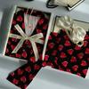 Pijamas de seda de hielo para mujer, primavera y otoño, finos, de manga larga, de alta calidad, con estampado de amor rojo, ropa para el hogar, traje real, venta al por mayor