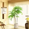 Planta Artificial Verde Nandina Bambu Planta Falsa High-End Luxo Leve Árvore Decorativa para Sala de Estar Ornamentação de Chão Interna Grande em Vaso