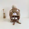 Sombrero de Invierno y Otoño para Niños Sombrero de Lana de Oso Sombrero de Algodón Tejido para Niñas Cálido Sombrero de Bebé Bufanda Conjunto de Dos Piezas