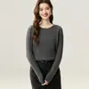Sencillo y versátil~Suéter de punto trenzado 100% cachemira pura para mujer, jersey de cuello redondo, capa base adelgazante