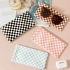 Bolsa automática de cuero a cuadros para gafas, funda de almacenamiento para gafas de sol de PU, bolsa de almacenamiento para gafas