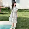 Vestido de Verano para Niñas 2026 Nuevo Estilo Niños Medianos y Grandes Estilo Coreano Vestido Midi Floral Niña Manga Abullonada Vestido de Princesa Moderno