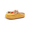 Meias-pantufas Estilo Birkenstock Fechadas com Contas Retrô 2026 Outono Nova Versão Coreana Slip-On Feminino Pantufas Preguiçosas Foscas
