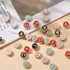 Cuentas Redondas Perforadas con Letras de Aleación Gota de Aceite Colgante 26 Letras Inglesas Colgante para Pendientes de Gota de Aceite DIY